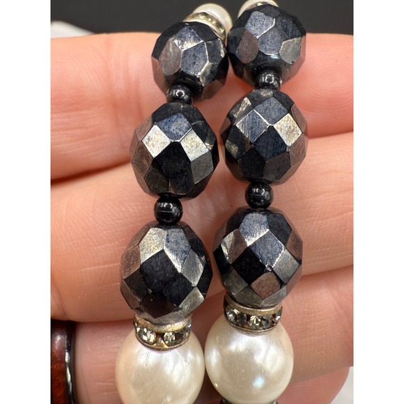 Vintage Glass Beaded Necklace‎ Bracelet Black Tree Of Life Long - Picture 11 of 14